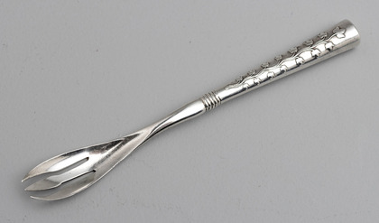 Tiffany Sterling Silver Pickle or Melon Fork - Greek Handle, Rare Pattern